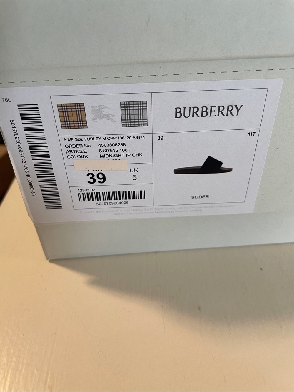 Burberry Midnight Navy Check Slide Sandals (unisex) - Picture 3 of 11